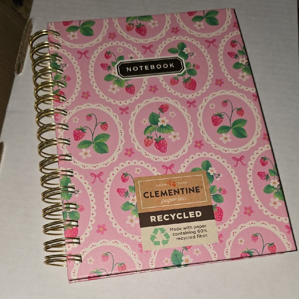 Clementine Pink Strawberry Spiral Notebook